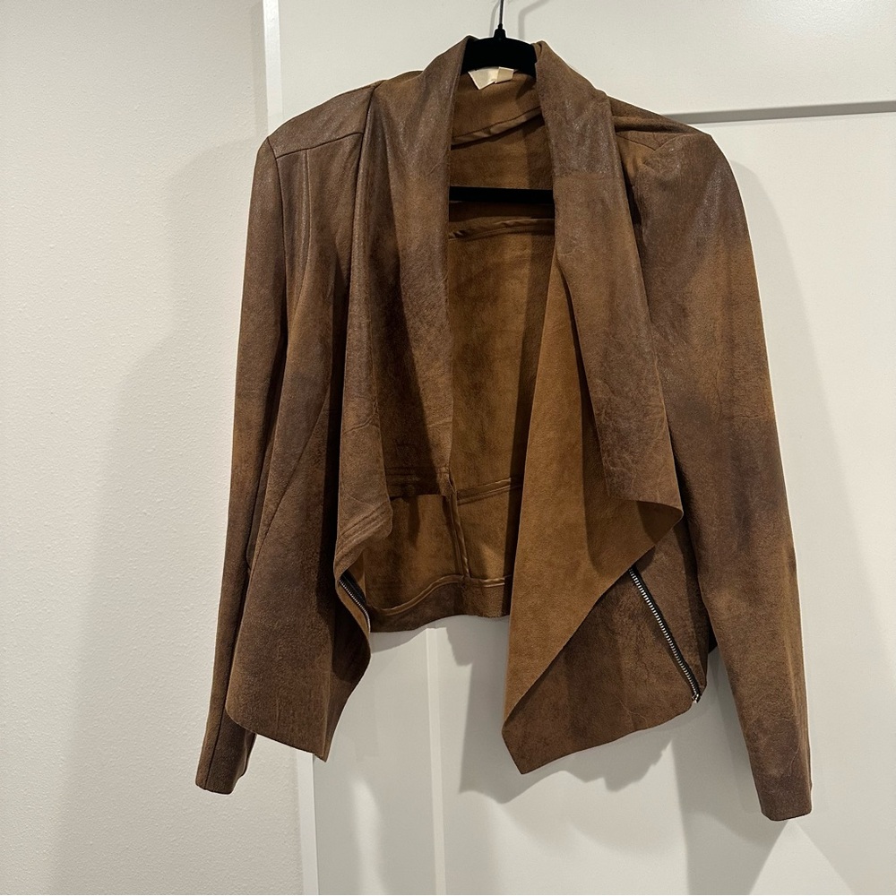 Silence + Noise Faux Leather Draped Jacket